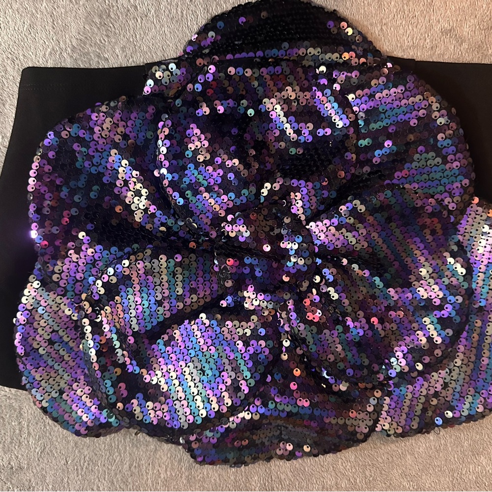 Sequin Flower Clutch - Purple and Black